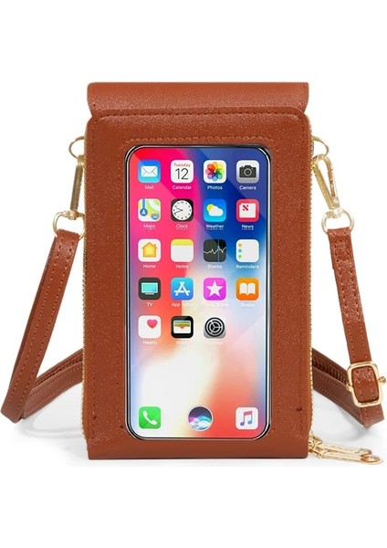Kahverengi Tarzı Kadınlar Için Yeni Moda Dokunmatik Ekran Omuzdan Askili Çanta Büyük Kapasiteli Çok Fonksiyonlu Cüzdan Trendi Katı Crossbody Telefon Çantaları Kadınlar Için (Yurt Dışından)