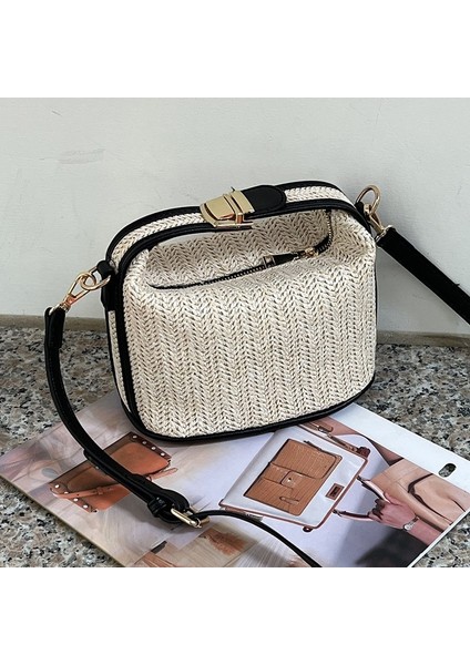 No.1 Stili 20X12X11 2023 Yeni Hasır Crossbody Çanta Kadınlar Için Bohemian Küçük Örgü Yaz Çanta ve Lüks Çanta Tatil Kovası Plaj Çantaları (Yurt Dışından)