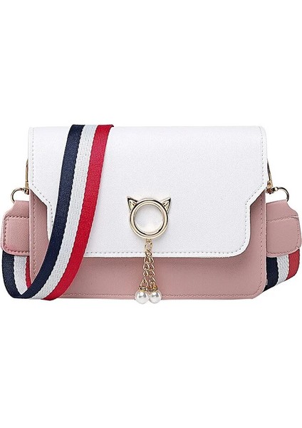 Pembe Tarzı Kadın Küçük Çanta Kare Crossbody Çanta Telefon Bozuk Para Cüzdanı Askılı Çanta Çizgili Geniş Askı Şekillendirici Çanta Sevimli Yan Çanta Debriyaj (Yurt Dışından) modelleri