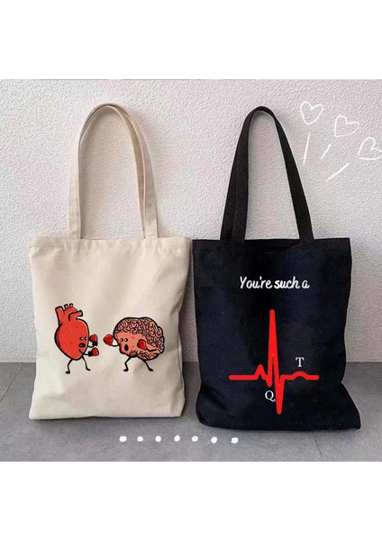 NO.160 Stili 35X40CM Komik Anatomi Tıp Sağlık Kalp Beyin Doktor Hemşire Tıbbi Stetoskop Erkek Kadın Omuz Kanvas Tote Çanta Alışveriş Çantaları (Yurt Dışından) modelleri