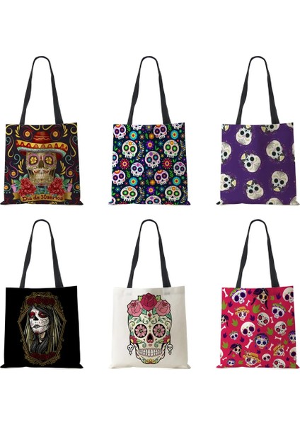 No.13 Tarzı Soyut Sanat Kafatası H Baskı Alışveriş Çantaları Kadın Katlanır Yeniden Kullanılabilir Özelleştirmek Tote Omuz Çantası Kanvas Bakkal Çanta (Yurt Dışından) fiyatları