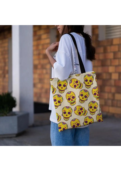 No.13 Tarzı Soyut Sanat Kafatası H Baskı Alışveriş Çantaları Kadın Katlanır Yeniden Kullanılabilir Özelleştirmek Tote Omuz Çantası Kanvas Bakkal Çanta (Yurt Dışından) modelleri