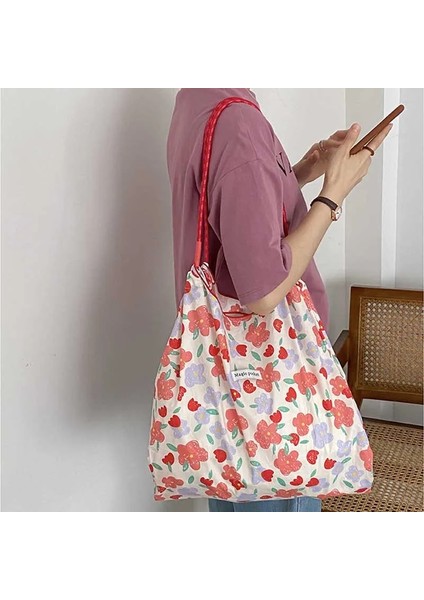 No.2 Tarzı Kadın Baskı Alışveriş Çantası Tote Kese Moda Kadın Omuz Çanta Çiçek Çiçek Kız Tote Çanta Kore Rahat Çanta (Yurt Dışından)