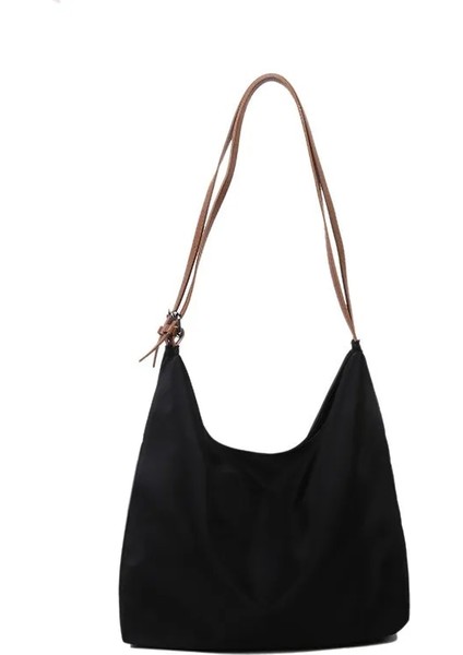 Siyah Stil Kadınlar Için Büyük Kapasiteli Kanvas Omuz Çantası Yeni Alışveriş Çantaları Düz Renk Vintage Tote Çanta Rahat Çanta Crossbody Çanta (Yurt Dışından)