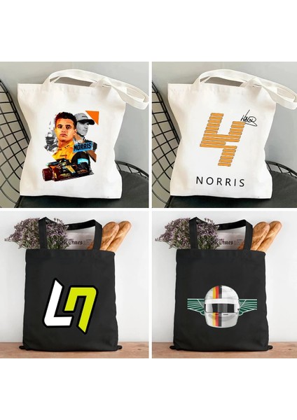 W123 Tarzı 35X40CM Serin F1 Formula 1 Lando Norris Bottas Araba Yarışı Erkek Kadın Kanvas Omuz Pamuk Tote Çanta Harajuku Eko Shopper Alışveriş Çantası (Yurt Dışından) modelleri