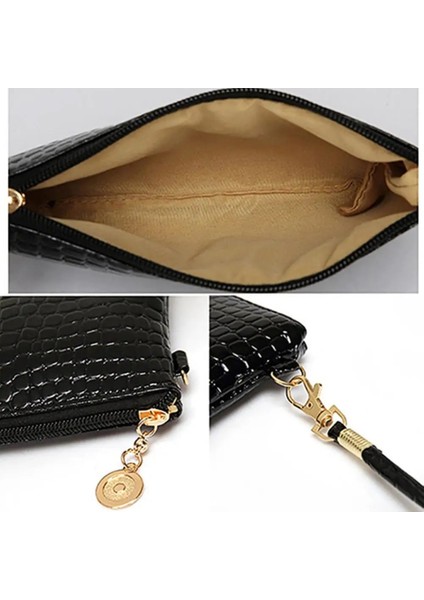 Siyah Stil Kadın Moda Omuzdan Askili Çanta Bozuk Para Cüzdanı Tote Messenger Suni Deri Fermuarlı Çanta Çanta Kızlar Kart Cüzdan (Yurt Dışından) modelleri