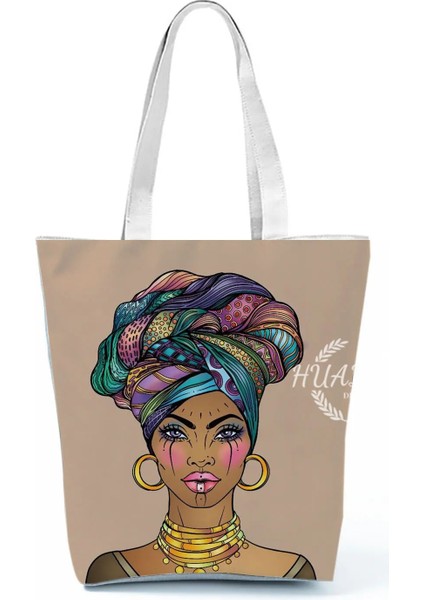 No.17 Tarzı 23-27CM Retro Siyah Afrika Kız Omuz Çantası Tasarımcı Yıldızlı Gökyüzü Yağlıboya Çanta Büyük Kapasiteli Eko Yeniden Kullanılabilir Kadın Rahat Tote (Yurt Dışından)