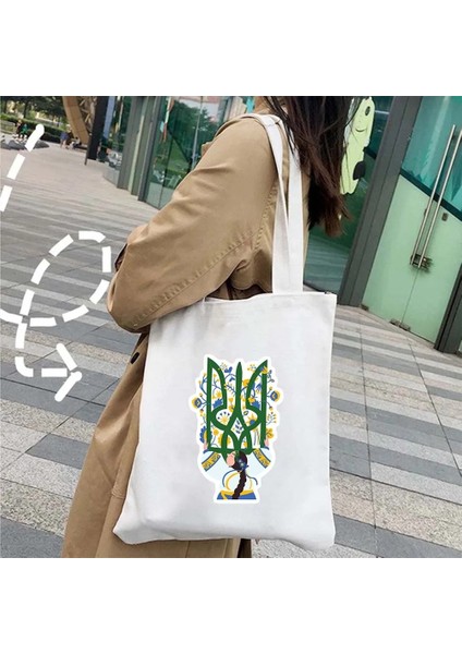 No.67 Stili 35X40CM Kiev Ukrayna Bayrağı Haritası Ukrayna Tryzub Ayçiçeği Aşk Kalp Kelebek Kadın Shopper Harajuku Tote Alışveriş Çantası Omuz Çanta (Yurt Dışından)