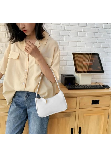 Beyaz Stil Moda Kadın El Çantası Basit Keçe Eyer Çantası Su Geçirmez Taşınabilir Zarif Timsah Doku Hafta Sonu Tatili Için Rahat (Yurt Dışından)