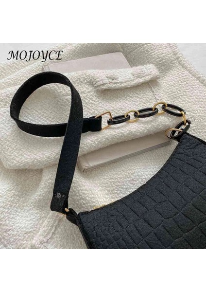 Beyaz Stil Moda Kadın El Çantası Basit Keçe Eyer Çantası Su Geçirmez Taşınabilir Zarif Timsah Doku Hafta Sonu Tatili Için Rahat (Yurt Dışından) indirimleri