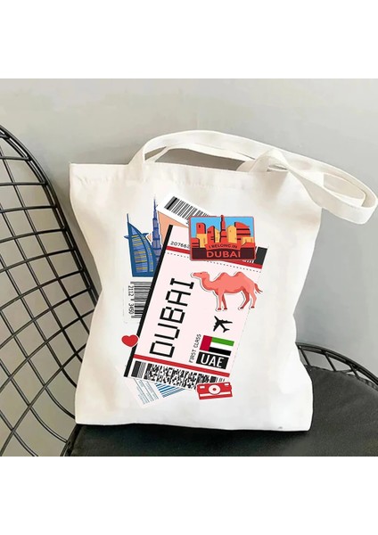 A5 Tarzı 35X40CM Biniş Kartı Rusya Brezilya Arjantin Mısır Uçak Bileti Sevimli 3D Tokyo Baskılı Kadın Alışveriş Bayan Omuz Kanvas Çanta (Yurt Dışından)