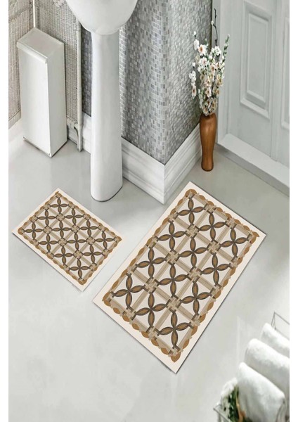 Banyo Halısı Ikili Klozet Takımı Kaymaz Tabanlı (60 cm x 100 cm + 40 cm x 60 Cm) fiyatları