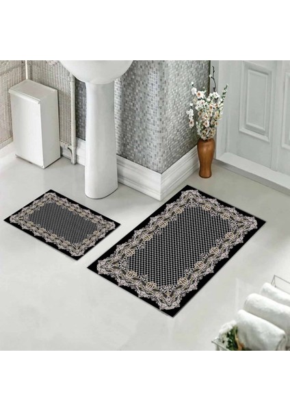 Banyo Halısı Ikili Klozet Takımı Kaymaz Tabanlı (60 cm x 100 cm + 40 cm x 60 Cm)