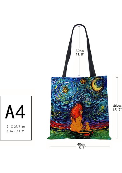 No.29 Stili Aslan Köpek Baskı Kadın Kanvas Omuzdan Askili Çanta Rahat Alışveriş Yeniden Kullanılabilir Çanta Büyük Kapasiteli Katlanır Seyahat Okul Çantası 2022 (Yurt Dışından) fırsatları