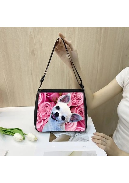 YXBJIWA07CW Stili 25CMX30CM Sevimli Köpek Chihuahua Baskı Omuzdan Askili Çanta Chihuahua Anne Kadın Çanta Küçük Debriyaj Telefon Çanta Tutucu Çanta Rahat Bez Çantalar (Yurt Dışından) indirimleri