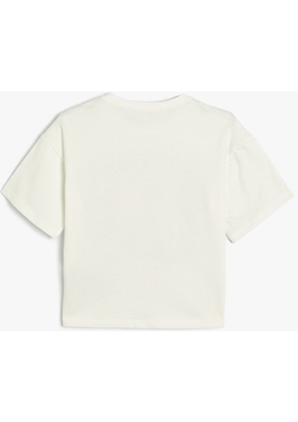 Stitch Crop Tişört Lisanslı Kısa Kollu Bisiklet Yaka Pamuklu