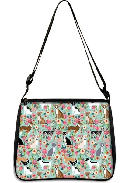 YXBJIWA03CW Stili 25CMX30CM Sevimli Köpek Chihuahua Baskı Omuzdan Askili Çanta Chihuahua Anne Kadın Çanta Küçük Debriyaj Telefon Çanta Tutucu Çanta Rahat Bez Çantalar (Yurt Dışından)