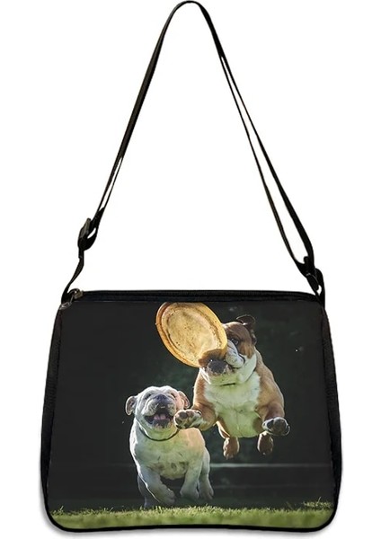YXBBGQS19 Tarzı 25CMX30CM Sevimli Pug Köpek Baskı Omuzdan Askili Çanta Kadın Çanta Yaratıcı Bulldog Terrier Crossbody Çanta Yetişkin Kitap Çantası Öğrenci Postacı Çantası (Yurt Dışından)