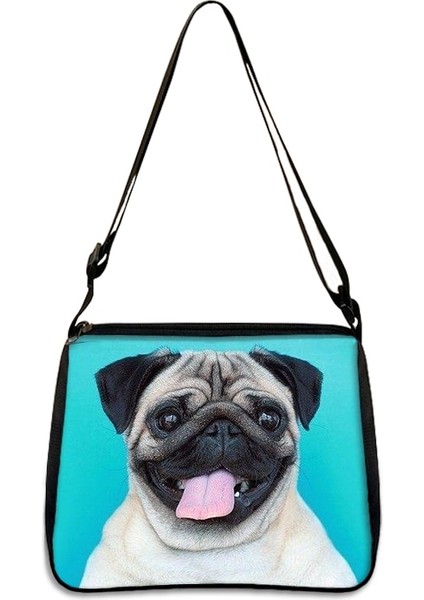 YXBBGQS19 Tarzı 25CMX30CM Sevimli Pug Köpek Baskı Omuzdan Askili Çanta Kadın Çanta Yaratıcı Bulldog Terrier Crossbody Çanta Yetişkin Kitap Çantası Öğrenci Postacı Çantası (Yurt Dışından) indirimleri