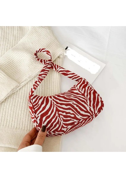 Mürekkep Tarzı Vintage Leopar Zebra Desen Koltuk Altı Çanta Kadın Kumaş Zincir Omuz Çantaları Akşam Parti Çanta Manşonlar Çanta (Yurt Dışından)