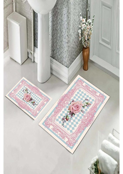 Banyo Halısı Ikili Klozet Takımı Kaymaz Tabanlı (60 cm x 100 cm + 40 cm x 60 Cm) fiyatları