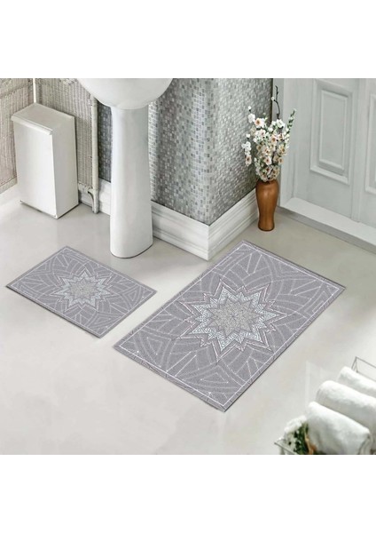 Banyo Halısı Ikili Klozet Takımı Kaymaz Tabanlı (60 cm x 100 cm + 40 cm x 60 Cm)