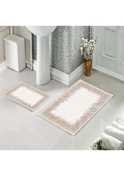 Banyo Halısı Ikili Klozet Takımı Kaymaz Tabanlı (60 cm x 100 cm + 40 cm x 60 Cm)