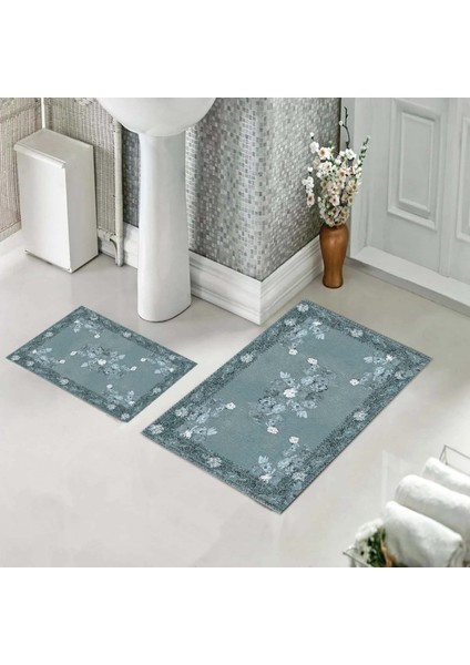 Banyo Halısı Ikili Klozet Takımı Kaymaz Tabanlı (60 cm x 100 cm + 40 cm x 60 Cm)
