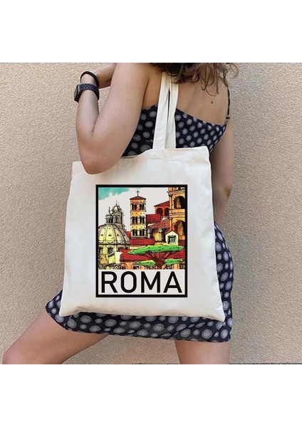 No.64 Stili 35X40CM Cinque Terre Duomo Floransa Forza Italia Ciao Bella Italyan Haritası Bayrağı Italya Atasözü Alıntılar Kalp Kanvas Tote Çanta Shopper Çanta (Yurt Dışından)