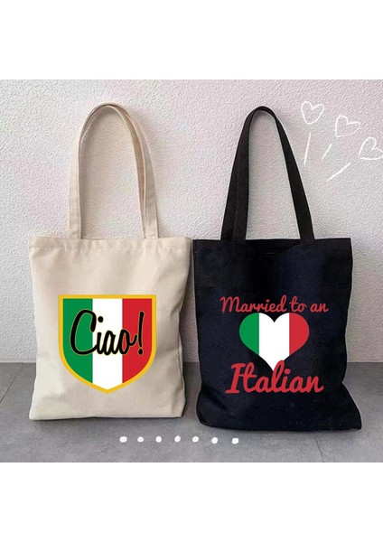 No.64 Stili 35X40CM Cinque Terre Duomo Floransa Forza Italia Ciao Bella Italyan Haritası Bayrağı Italya Atasözü Alıntılar Kalp Kanvas Tote Çanta Shopper Çanta (Yurt Dışından) modelleri