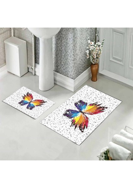 Banyo Halısı Ikili Klozet Takımı Kaymaz Tabanlı (60 cm x 100 cm + 40 cm x 60 Cm)