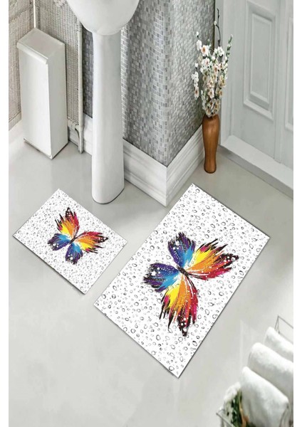 Banyo Halısı Ikili Klozet Takımı Kaymaz Tabanlı (60 cm x 100 cm + 40 cm x 60 Cm) fiyatları
