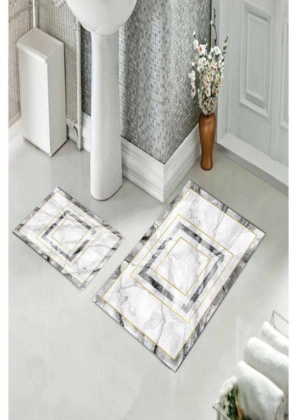 Banyo Halısı Ikili Klozet Takımı Kaymaz Tabanlı (60 cm x 100 cm + 40 cm x 60 Cm) fiyatları