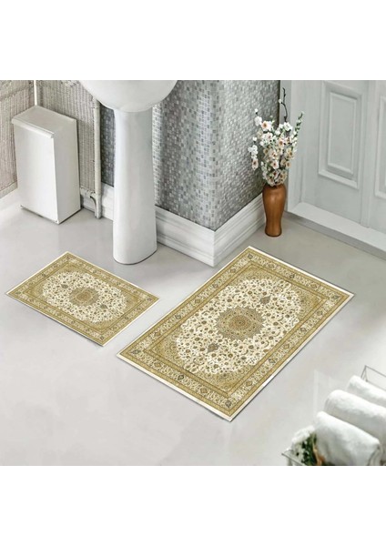 Banyo Halısı Ikili Klozet Takımı Kaymaz Tabanlı (60 cm x 100 cm + 40 cm x 60 Cm)