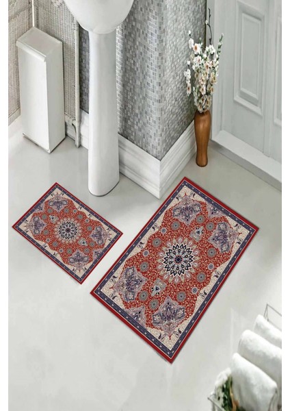 Banyo Halısı Ikili Klozet Takımı Kaymaz Tabanlı (60 cm x 100 cm + 40 cm x 60 Cm) fiyatları