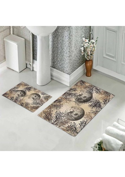 Banyo Halısı Ikili Klozet Takımı Kaymaz Tabanlı (60 cm x 100 cm + 40 cm x 60 Cm)