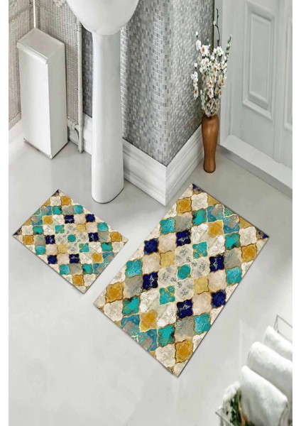 Banyo Halısı Ikili Klozet Takımı Kaymaz Tabanlı (60 cm x 100 cm + 40 cm x 60 Cm) fiyatları