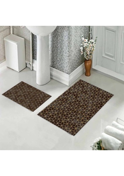 Banyo Halısı Ikili Klozet Takımı Kaymaz Tabanlı (60 cm x 100 cm + 40 cm x 60 Cm) modelleri