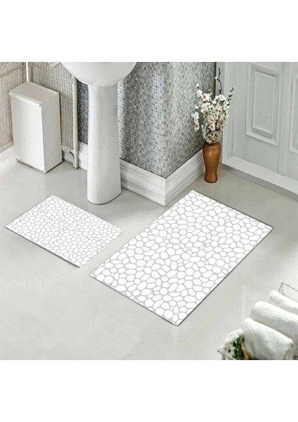 Banyo Halısı Ikili Klozet Takımı Kaymaz Tabanlı (60 cm x 100 cm + 40 cm x 60 Cm) modelleri
