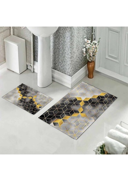 Banyo Halısı Ikili Klozet Takımı Kaymaz Tabanlı (60 cm x 100 cm + 40 cm x 60 Cm) fırsatları