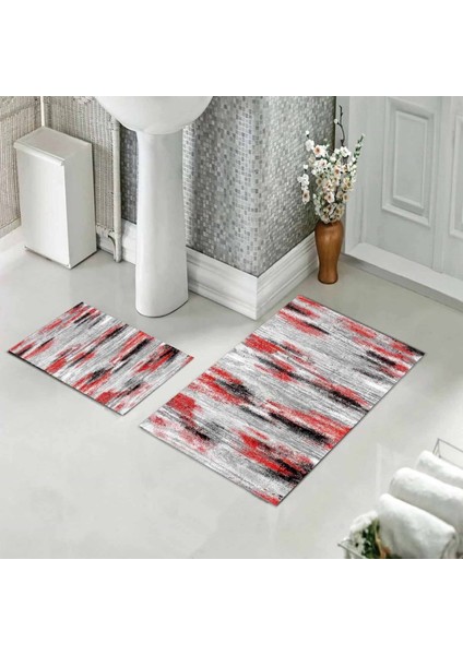 Banyo Halısı Ikili Klozet Takımı Kaymaz Tabanlı (60 cm x 100 cm + 40 cm x 60 Cm)