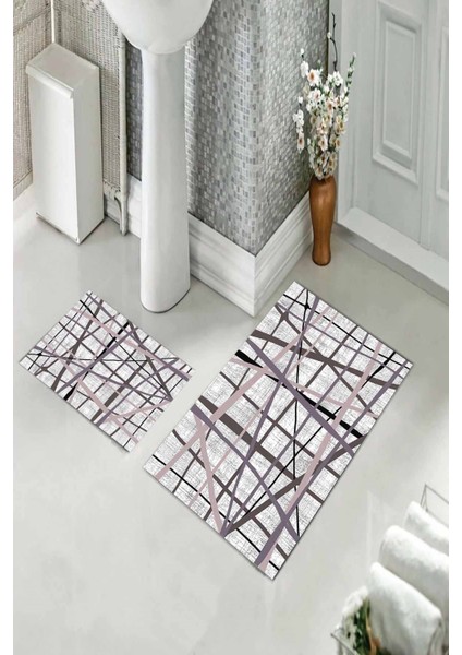 Banyo Halısı Ikili Klozet Takımı Kaymaz Tabanlı (60 cm x 100 cm + 40 cm x 60 Cm) fiyatları
