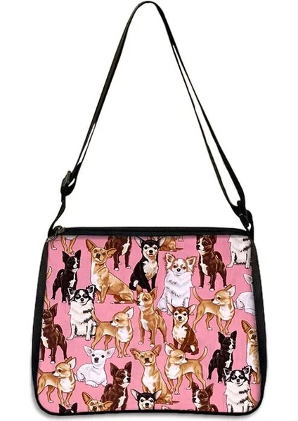 YXBJIWA15CW Tarzı 20CMX24CM Sevimli Köpek Chihuahua Baskı Omuzdan Askili Çanta Chihuahua Anne Kadın Çanta Küçük Debriyaj Telefon Çanta Tutucu Çanta Rahat Bez Çantalar (Yurt Dışından)
