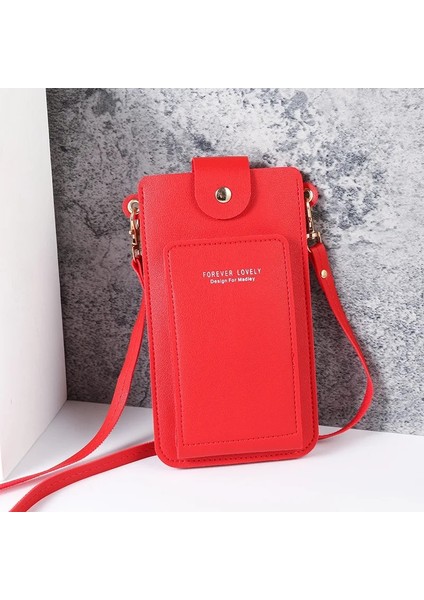 Kırmızı Stil Geestock Cüzdan Kadın Dokunmatik Ekran Omuzdan Askili Çanta Büyük Kapasiteli Cep Telefonu El Çantası Bayan Çanta Kart Tutucu Crossbody Çanta (Yurt Dışından)