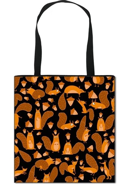 No.17 Tarzı 40X25CM Yeni Hayvan Baskı Kadın Omuz Çantası Alpaka Tembellik Su Samuru Gelincikler Eko Yeniden Kullanılabilir Alışveriş Çantaları Büyük Kapasiteli Omuz Çantası Kadın (Yurt Dışından)