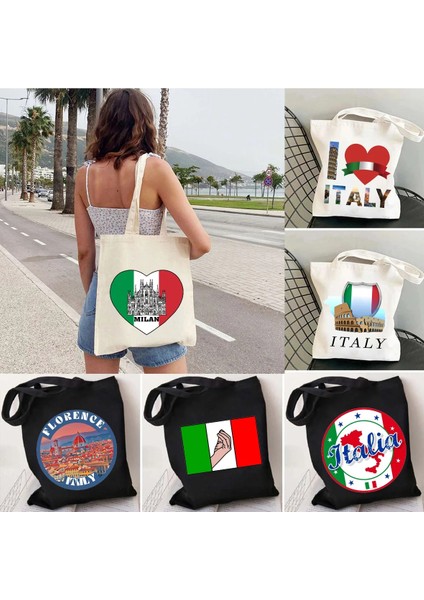 No.24 Tarzı 35X40CM Floransa Pisa Kulesi Milalia Italia Roma Italyan Italya Bayrağı Haritası Cenova Alışveriş Omuz Kanvas Tote Çantalar Shopper Çantalar (Yurt Dışından) fiyatları