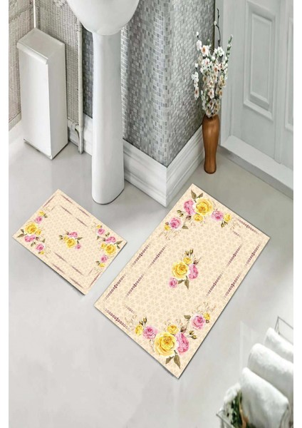 Banyo Halısı Ikili Klozet Takımı Kaymaz Tabanlı (60 cm x 100 cm + 40 cm x 60 Cm) fiyatları