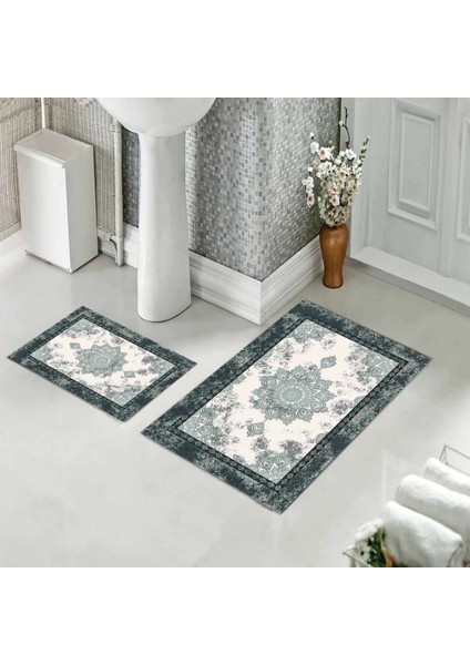 Banyo Halısı Ikili Klozet Takımı Kaymaz Tabanlı (60 cm x 100 cm + 40 cm x 60 Cm)