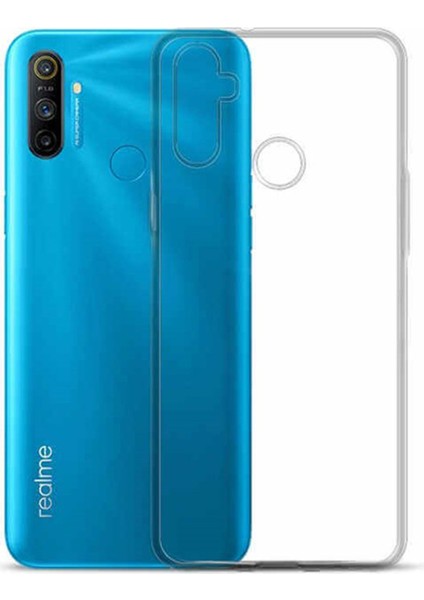 Realme C3 Uyumlu Tıpalı Şeffaf Seri Arka Koruma Kılıf - Şeffaf