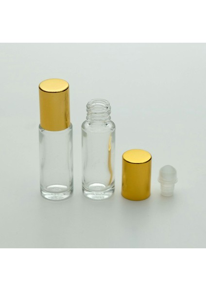 Parfüm Şişesi 4 ml (5 Adet) Roll-On Sarı Kapaklı Boş Şişe